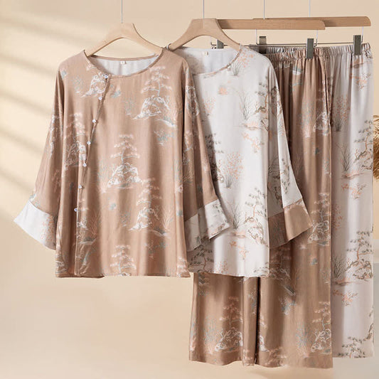 Oriental Print Fiber Women's Loungewear Set - image 0