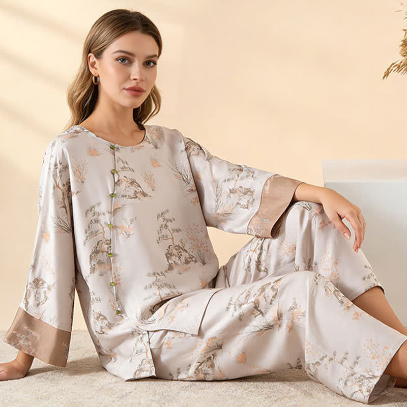 Oriental Print Fiber Women's Loungewear Set - image 10