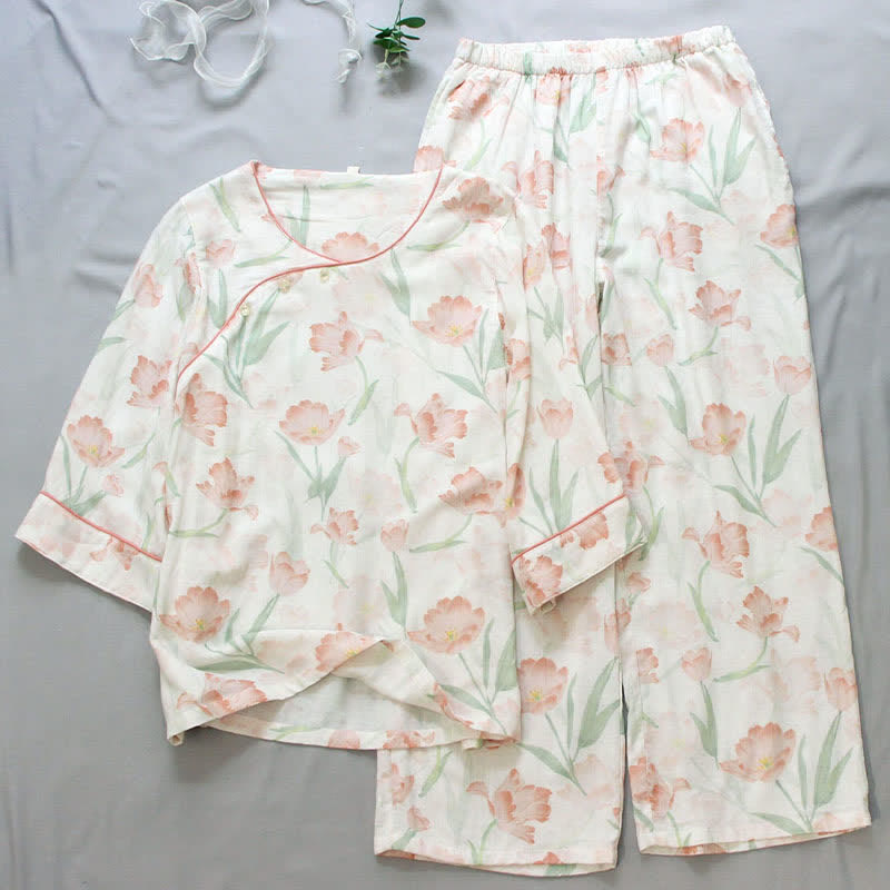 Tulip Print Bamboo Fiber Women's Pajamas - image 1