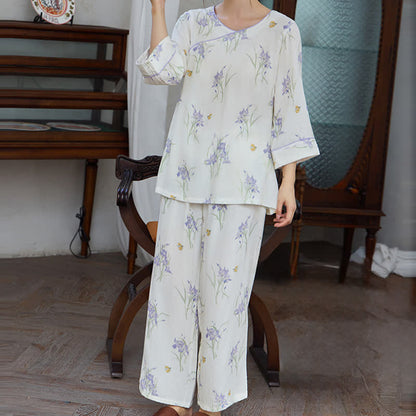 Iris Print Bamboo Fiber Women's Pajamas - image 2