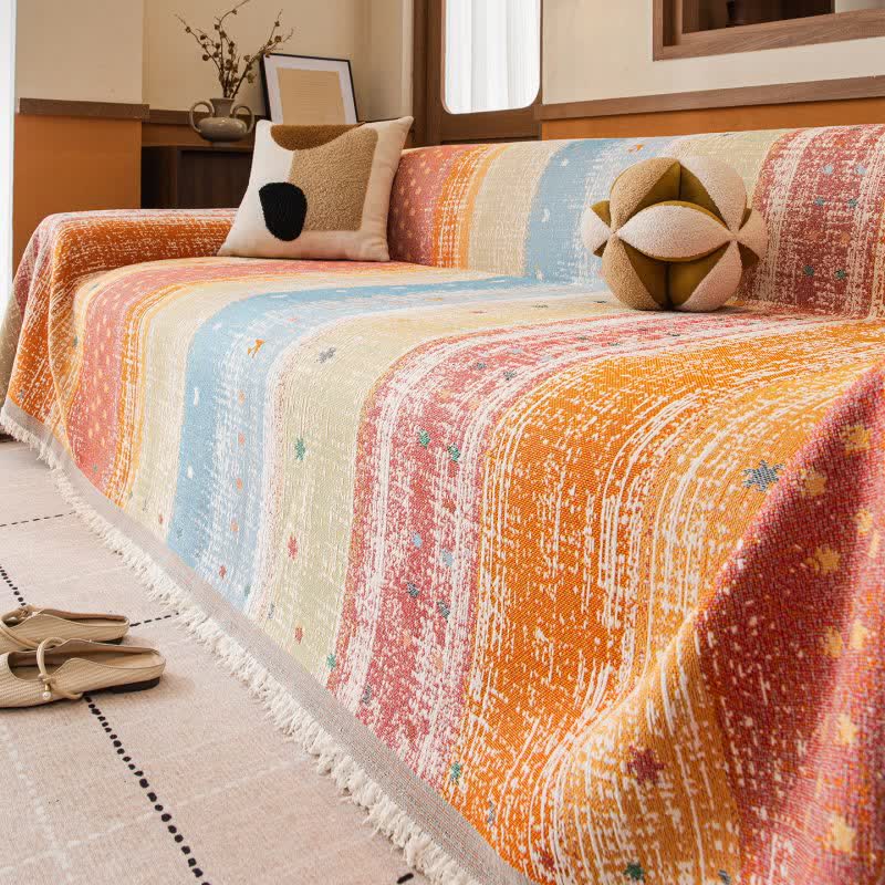 Sunset Stripe Tassel Sofa Protector - image 0