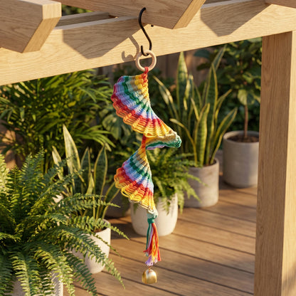 Boho Rainbow Macrame Hanging Bell Wall Decor - image 1