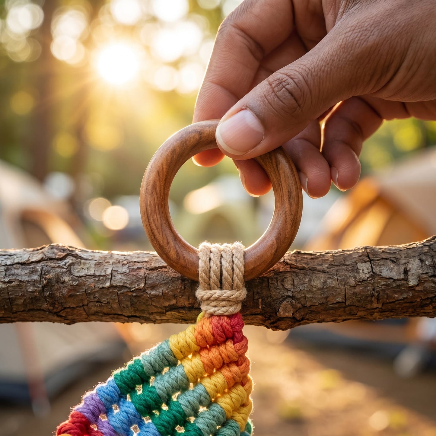 Boho Rainbow Macrame Hanging Bell Wall Decor - image 6
