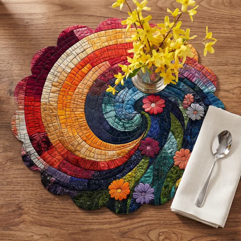 Rainbow Swirl Boho Polyester Placemat - image 1