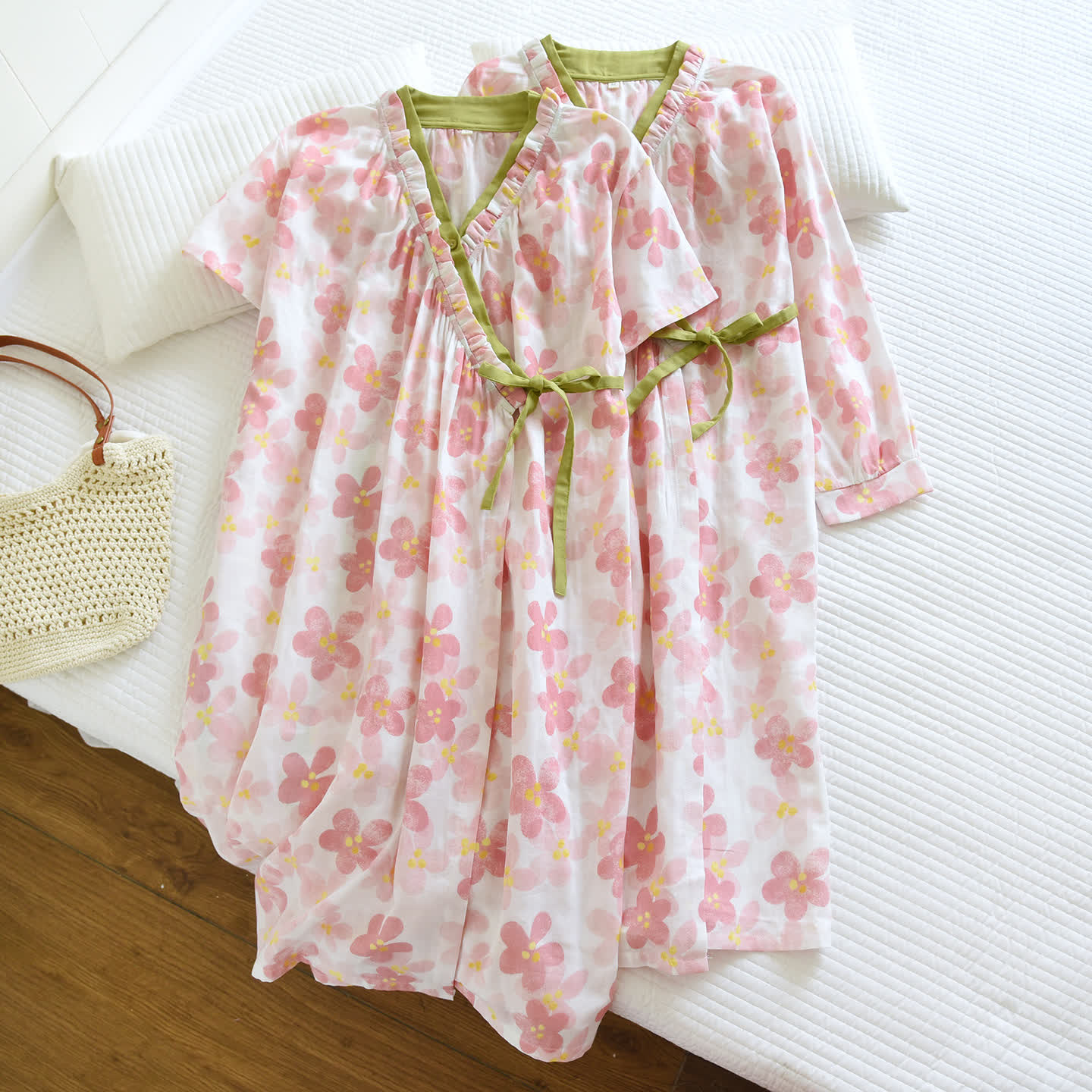 Sakura Floral Cotton Gauze Kimono Nightdress - image 1