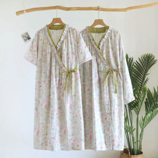 Fairytale Cottagecore Cotton Gauze Yukata Dress - image 0
