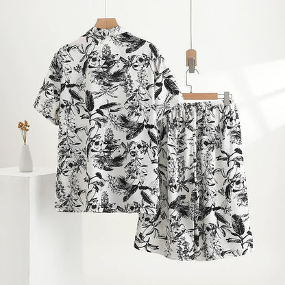 Monochrome Botanical Print Pajama Set - image 1