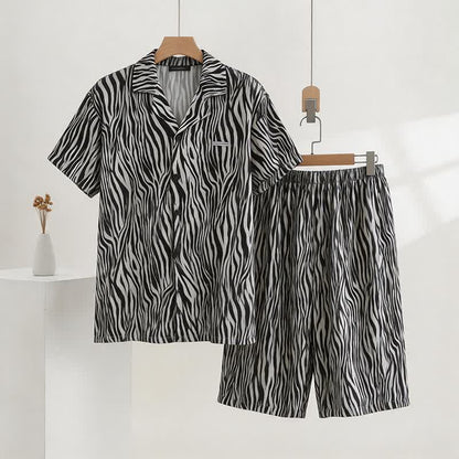 Unisex Zebra Print Modal Pajama Set - Gray - 3XL - image 0