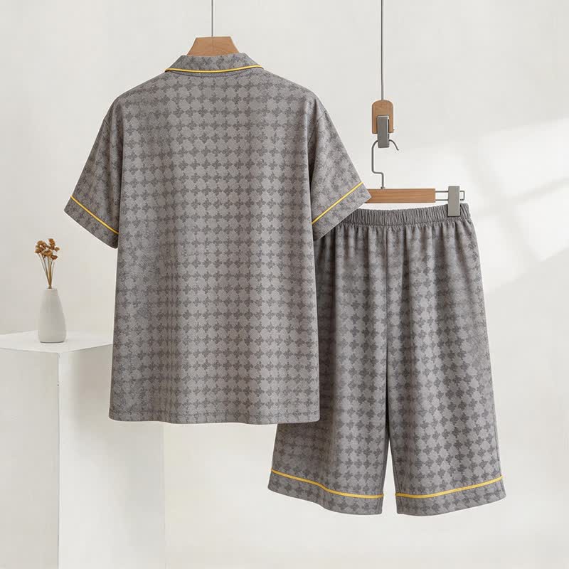 Grey Geometric V-Neck Loungewear Set - image 2