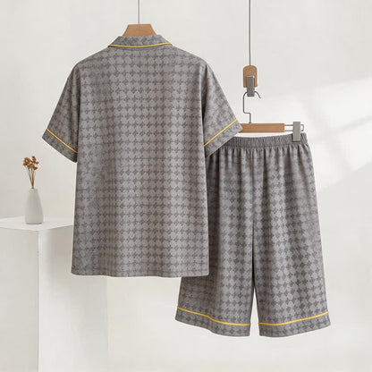 Grey Geometric V-Neck Loungewear Set - image 2