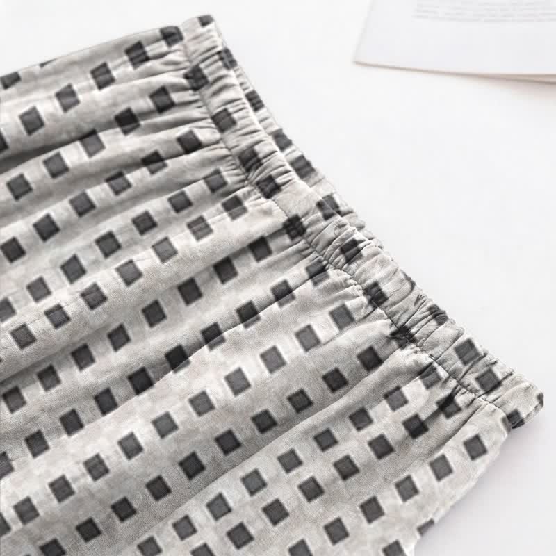 Unisex Mini Check V-Neck Pajama Set - image 3