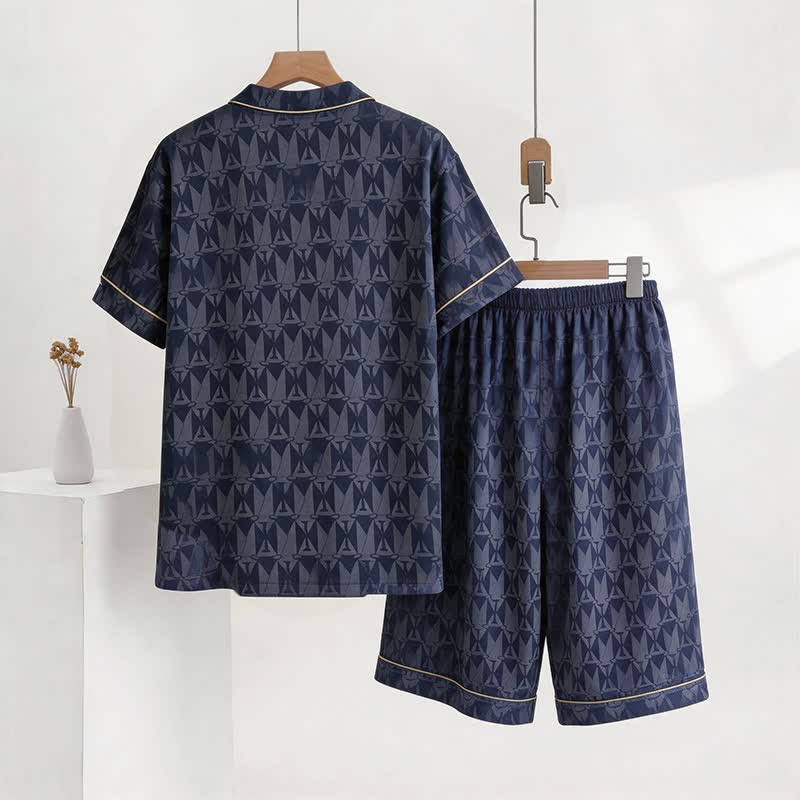 Navy Geometric Pattern Loungewear Set - image 2