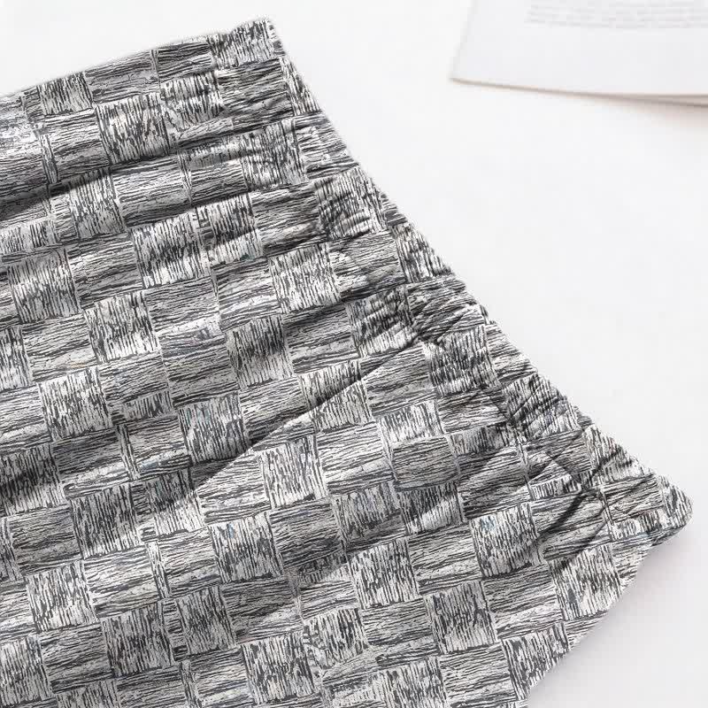 Gray Abstract Linear Cotton Pajama Set - image 4