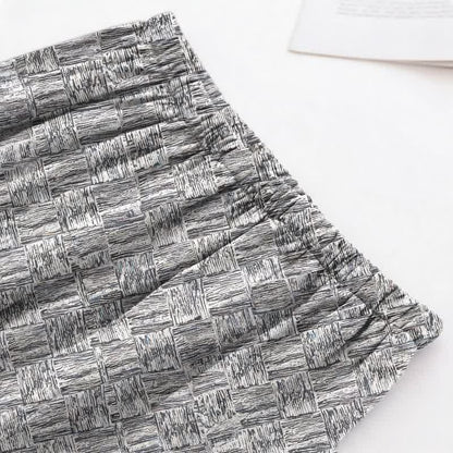 Gray Abstract Linear Cotton Pajama Set - image 4