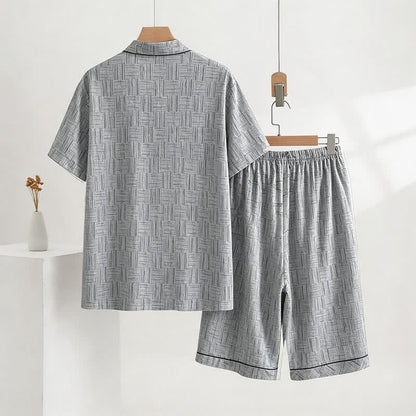 Gray Abstract Linear Cotton Pajama Set - image 3