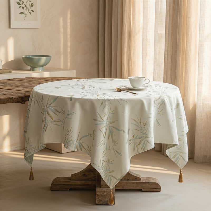 Elegant Bamboo Leaf Tassel Tablecloth - image 3
