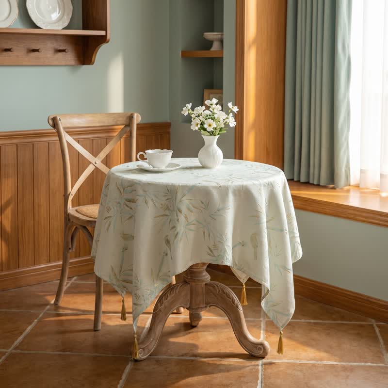 Elegant Bamboo Leaf Tassel Tablecloth - image 2