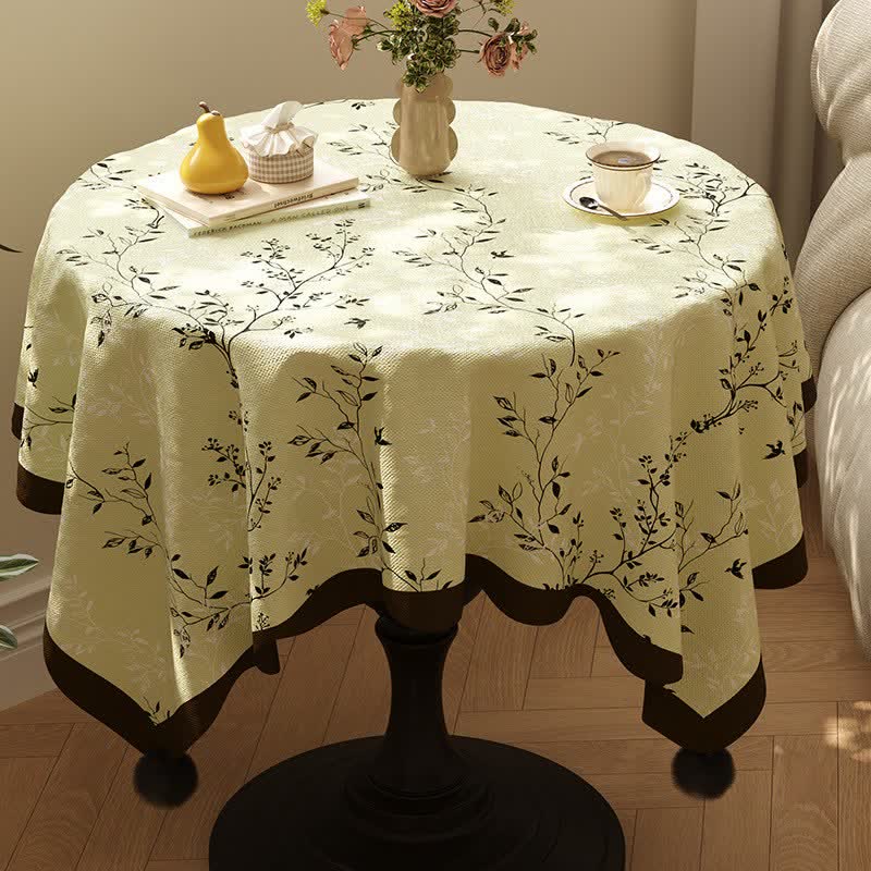 Rustic Style Botanical Tassel Tablecloth - Green - 55" x 87" - image 0