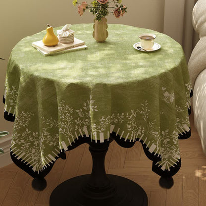 Green Botanical Leaf & Butterfly Tablecloth - Green - 55" x 87" - image 0