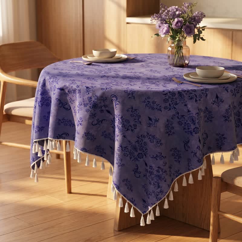 Vintage Branch leaf Tassel Tablecloth - image 3