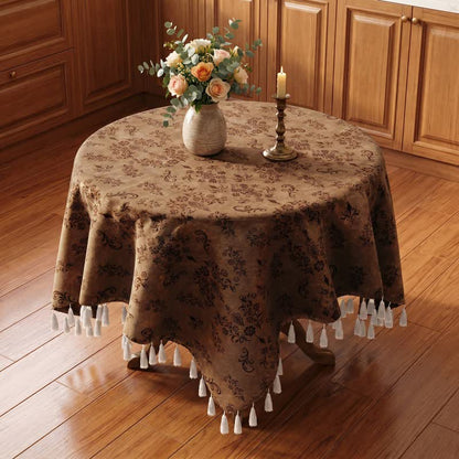 Vintage Branch leaf Tassel Tablecloth - image 6