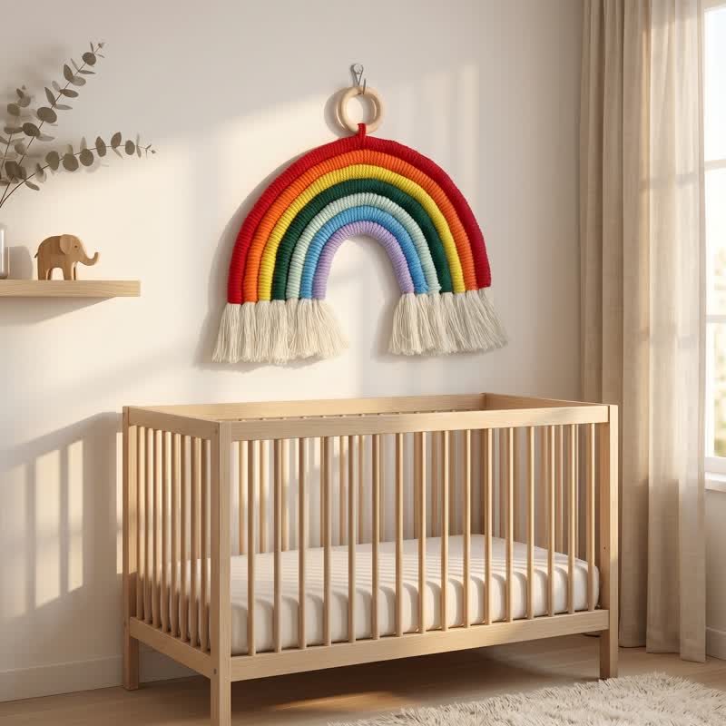 Boho Rainbow Macrame Cotton Wall Hanging - image 3