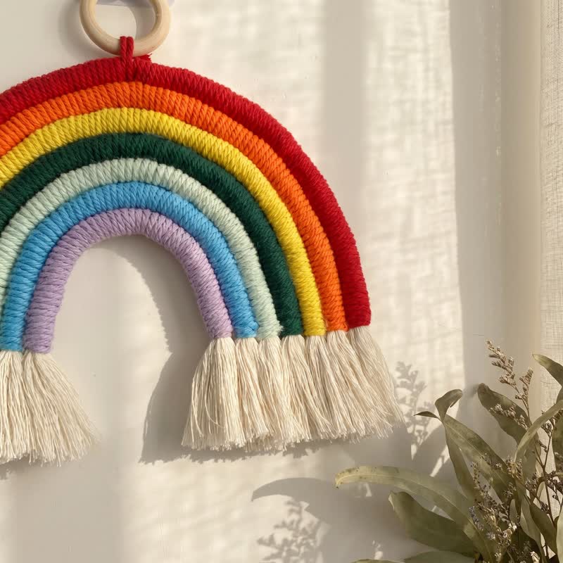 Boho Rainbow Macrame Cotton Wall Hanging - image 4