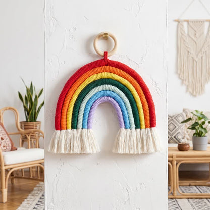 Boho Rainbow Macrame Cotton Wall Hanging - image 2