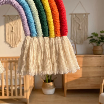 Boho Rainbow Macrame Cotton Wall Hanging - image 5