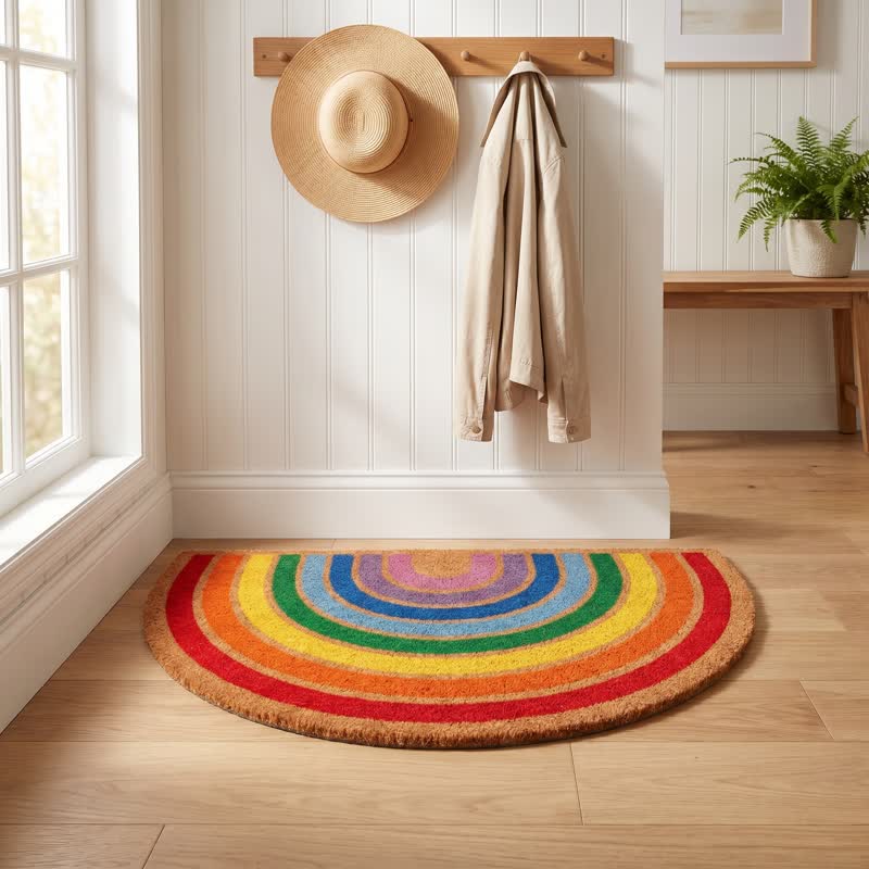 Rainbow Non-Slip Entryway Coir Area Rug - image 2