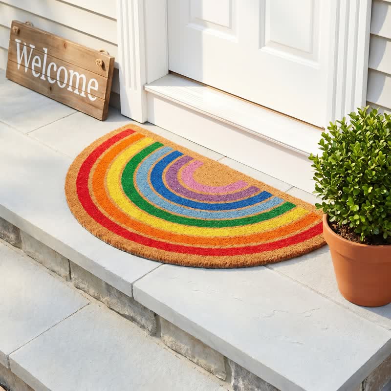 Rainbow Non-Slip Entryway Coir Area Rug - image 3
