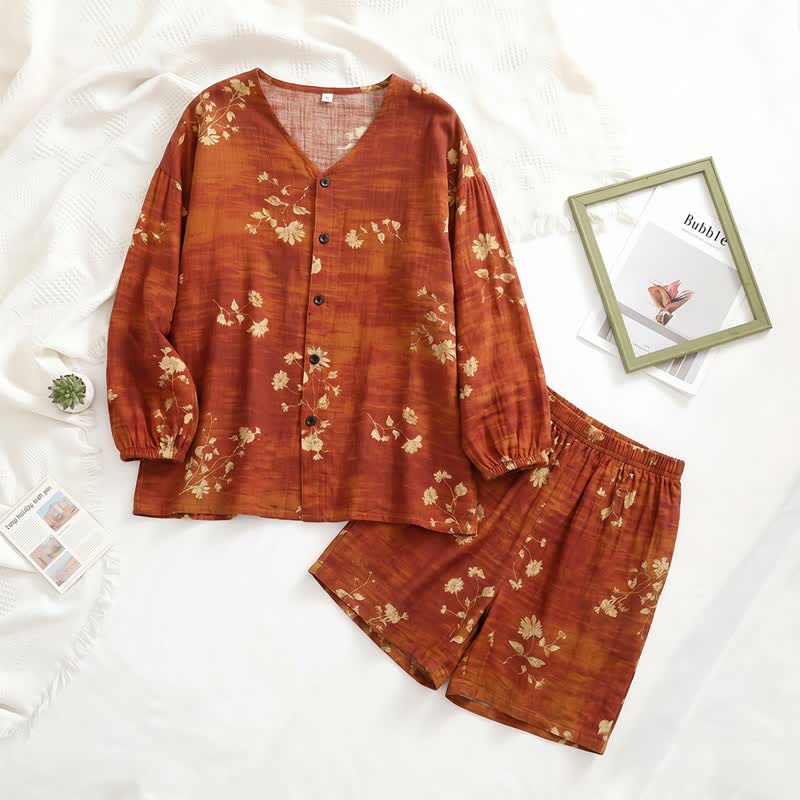 Botanical Floral Button Front Women's Pajamas - image 1