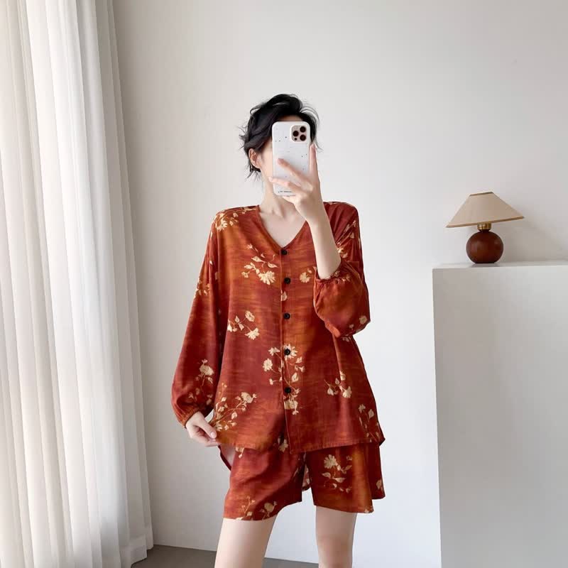 Botanical Floral Button Front Women's Pajamas - image 2