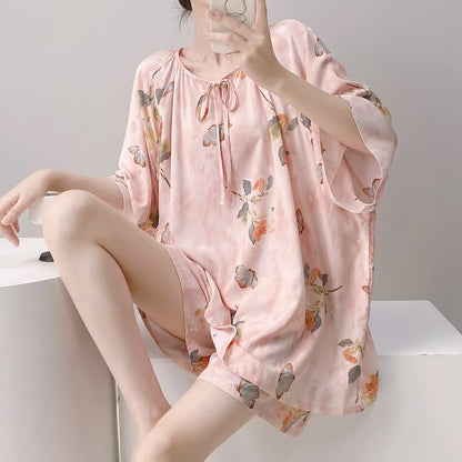 Floral & Butterfly Tie Neck Loungewear Set - image 2