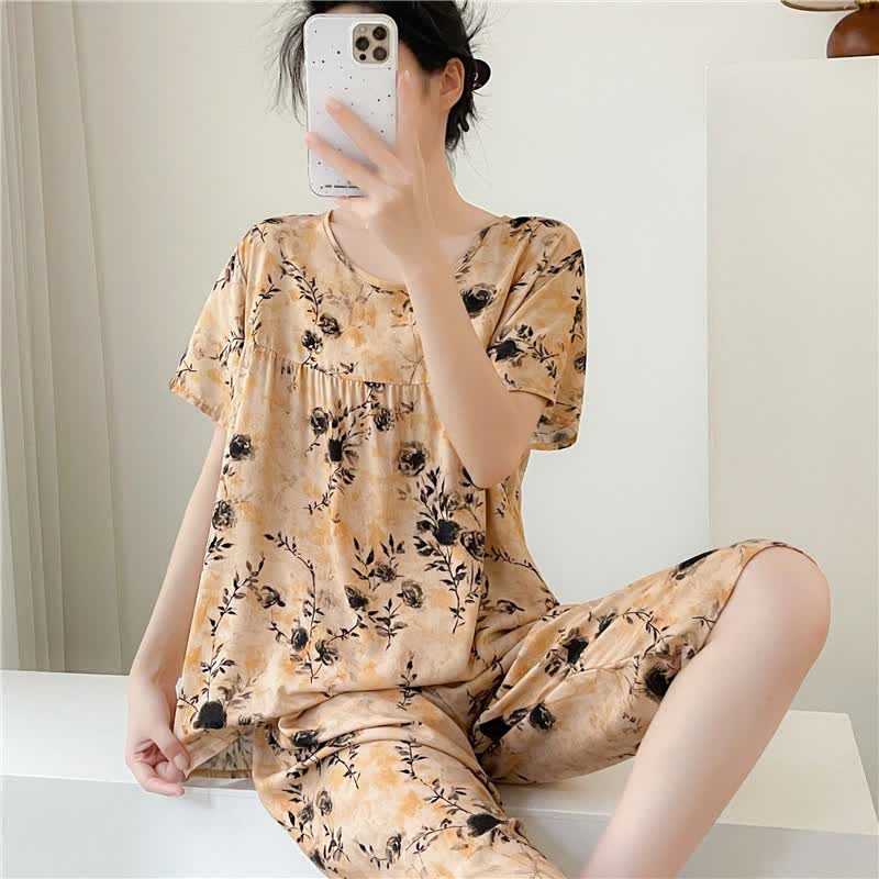 Vintage Floral Short Sleeve Women's Pajamas - image 2