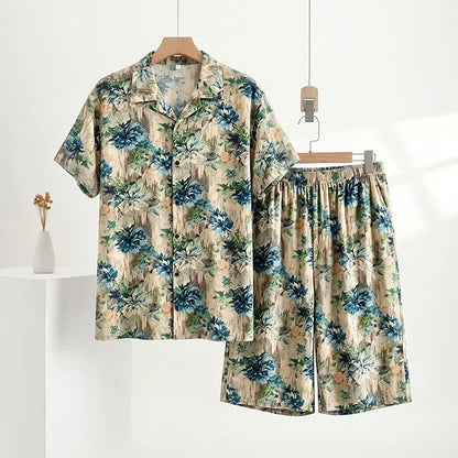 Unisex Floral Print Loungewear Set - Green - 5XL - image 0