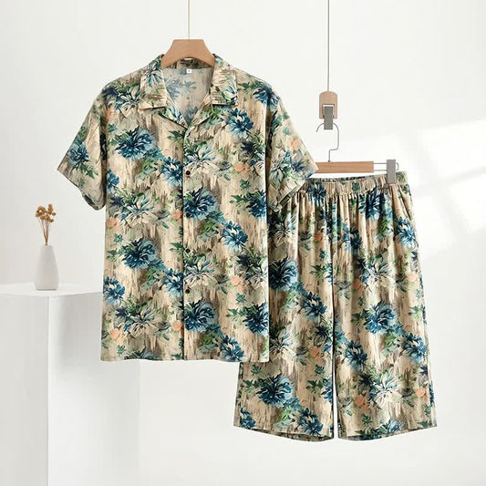 Unisex Floral Print Loungewear Set - Green - 5XL - image 0
