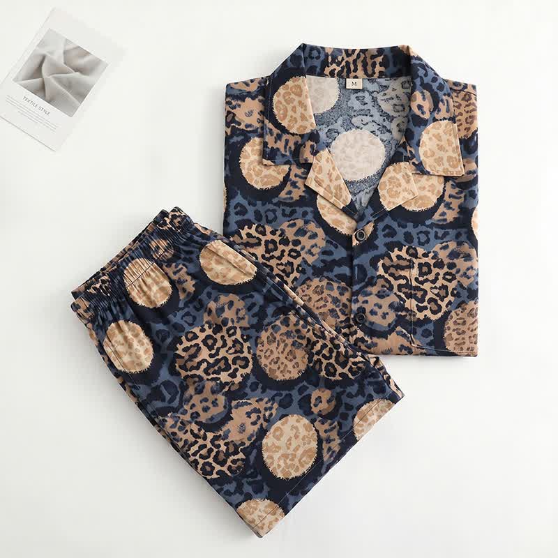 Navy Leopard Print Loungewear Set - image 1