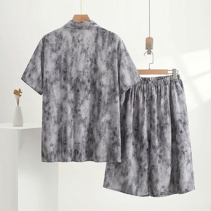 Gray Vintage Symbol Print Loungewear Set - image 2