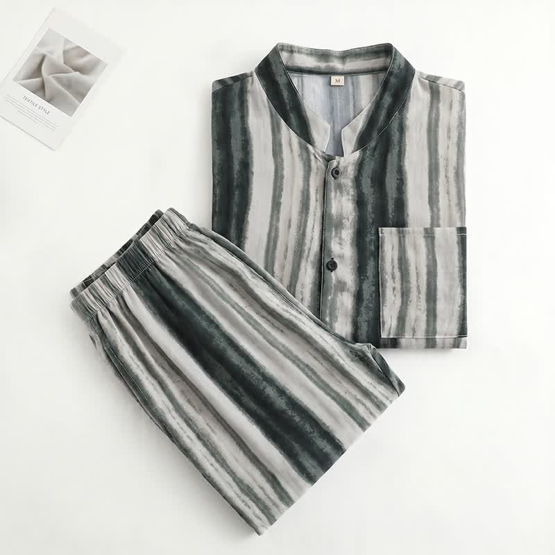 Unisex Ink Stripe Mandarin Collar Pajamas - image 1