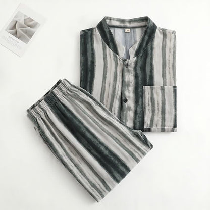 Unisex Ink Stripe Mandarin Collar Pajamas - image 1