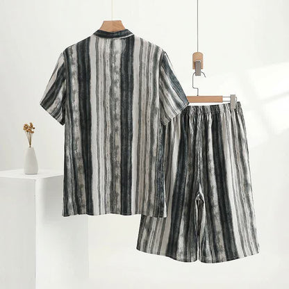 Unisex Ink Stripe Mandarin Collar Pajamas - image 2