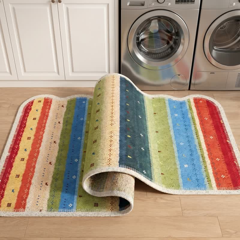 Boho Rainbow Striped PVC Non-Slip Rug - image 5