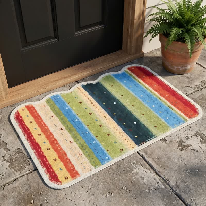 Boho Rainbow Striped PVC Non-Slip Rug - image 2