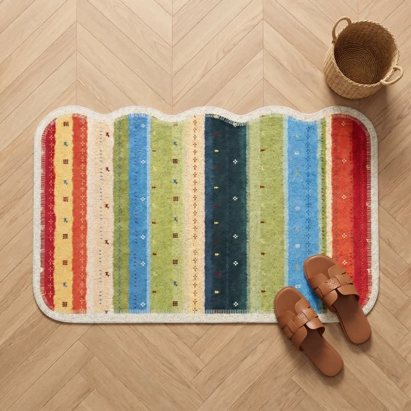 Boho Rainbow Striped PVC Non-Slip Rug - image 1