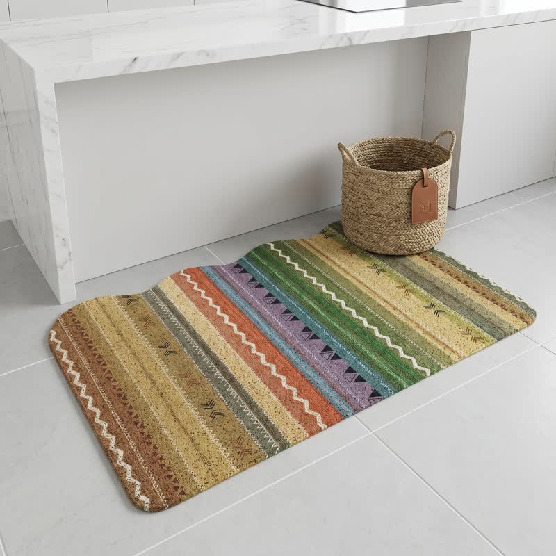 Vintage Rainbow Striped Non-Slip Entry Rug - image 2