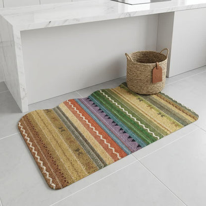 Vintage Rainbow Striped Non-Slip Entry Rug - image 2