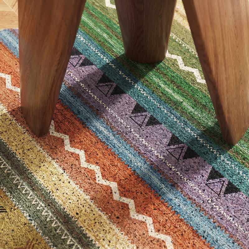 Vintage Rainbow Striped Non-Slip Entry Rug - image 5