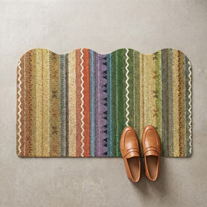 Vintage Rainbow Striped Non-Slip Entry Rug - image 1