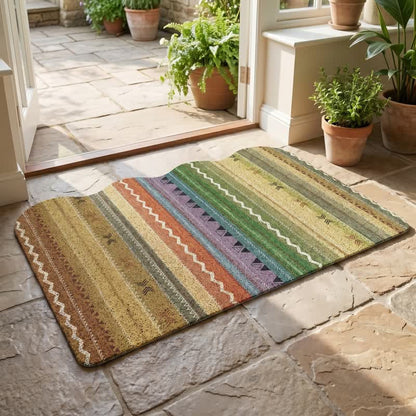 Vintage Rainbow Striped Non-Slip Entry Rug - image 4